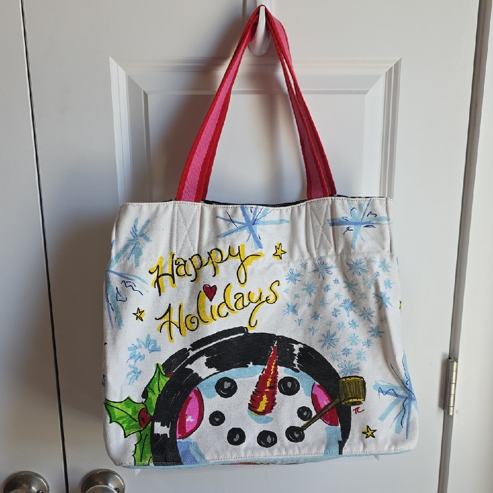 Brighton Festive Snowman Holiday Tote Bag - Picture 2 of 6